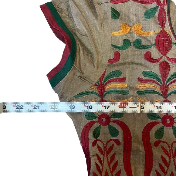 Beautiful Embroidered Tan Kurta With Red, Yellow and Green Embroidery - Picture 10 of 16